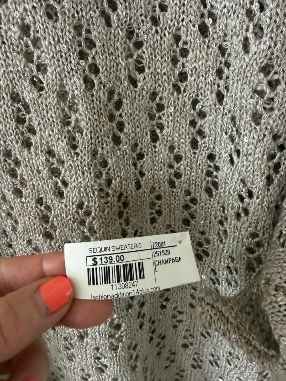 NWT Joseph Ribkoff 251928 Champagne Sequin Open Knit Sweater L - Picture 9 of 10